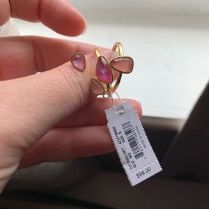 Kendra Scott Ivy Ring Set Pink Stones Size 8 NWT